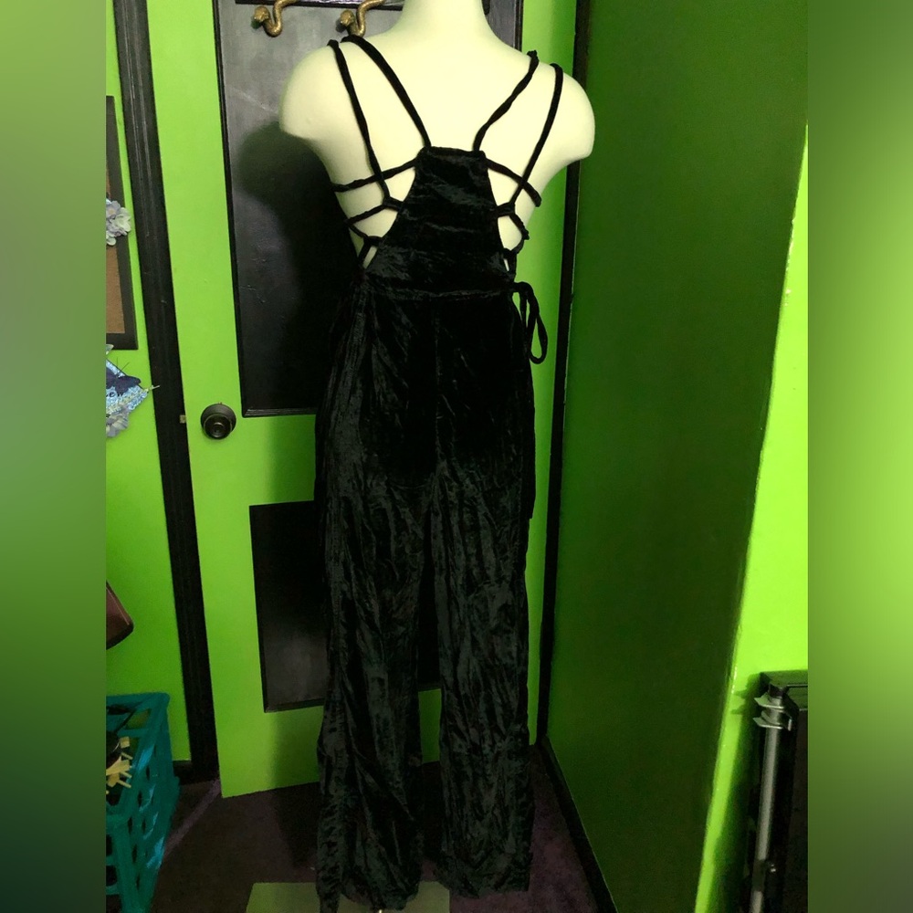 Free people black velvet lace up jumpsuit - Picture 8 of 12